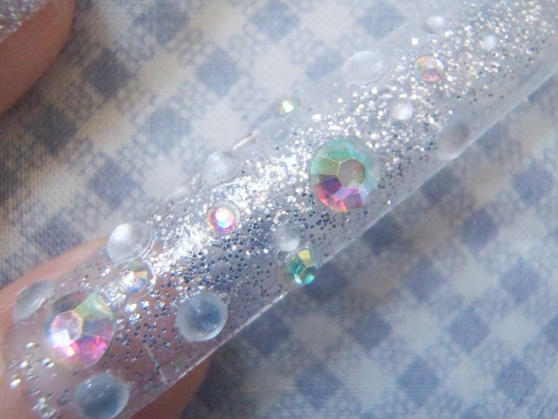 drag queen bling fake nails hime gyaru stick on extreme barbie reusable clear full tips false nails stiletto long cosplayer lasoffittadiste image 3