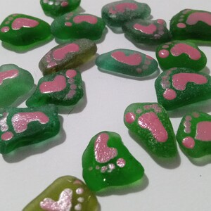 battesimo vetri di mare verde piedi rosa bebè party favors biglietti