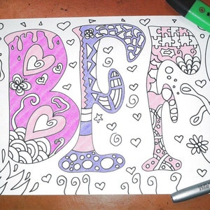 bff meilleurs amis dessin coloriage carte
