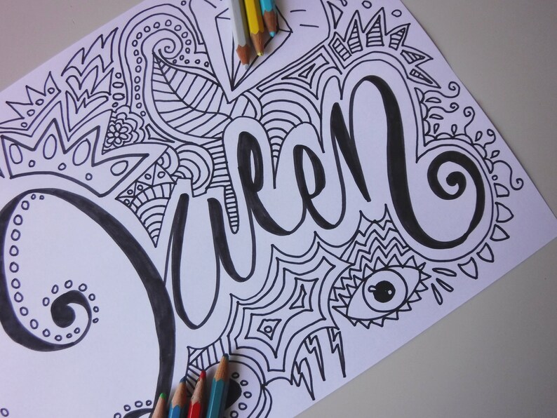 queen coloring page printable colouring book etsy