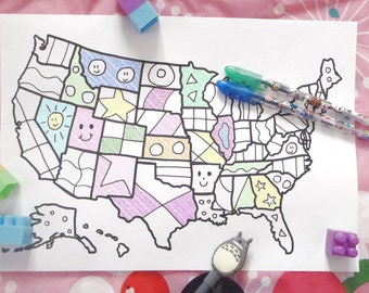 kids united states america map kids colouring etsy sales book download travel map art  home decor printable print digital lasoffittadiste