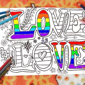 pride love is love coloring gay lgbt lgbtq lesbian