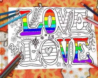 pride love is love coloring gay lgbt lgbtq lesbian