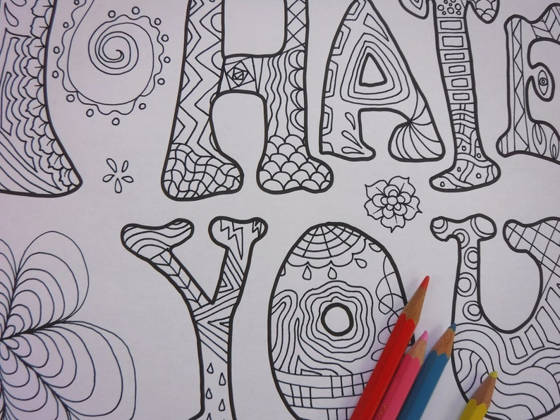 I hate you adult coloring book page ex boyfirend divorce ...