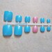 24 nails blue and pink toenails 24 false toe nails press on glue on fake nails drag queen gay pedicure pedi full faux ongles lasoffittadiste 