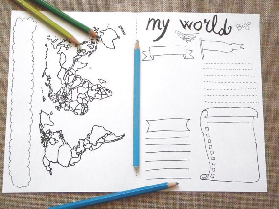 world map bullet journal monthly journaling visited places to etsy new zealand