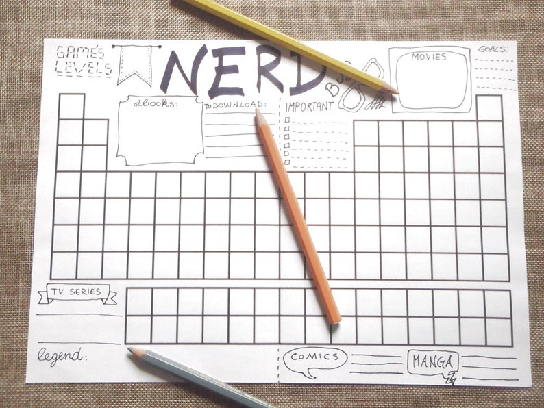 Nerd bullet journal printable planner geek gaming video games Etsy