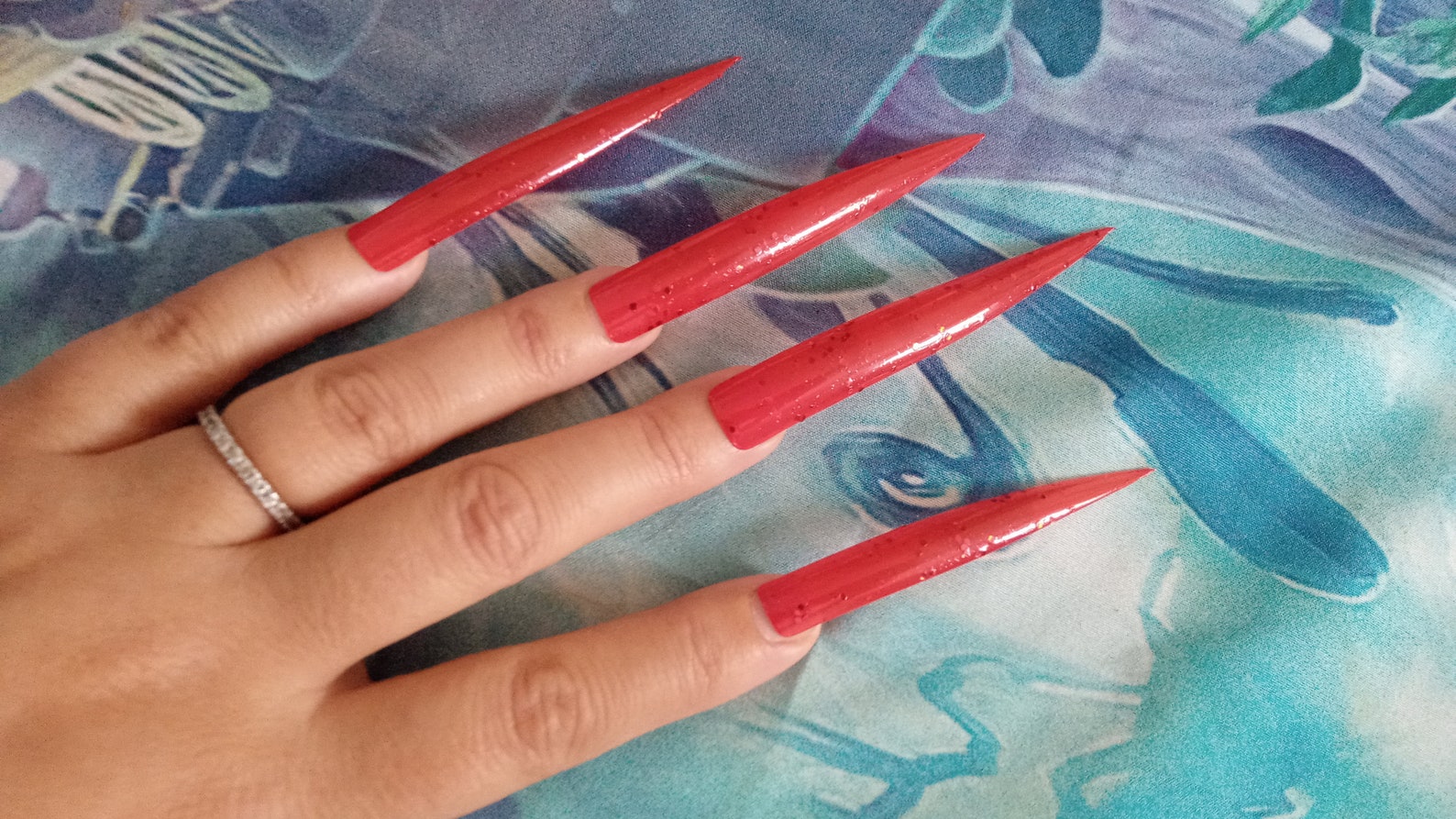 Red Glitter Stiletto Nails Long Stilleto Drag Queen False - Etsy