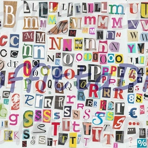 lettere di giornale ritagli alfabeto smashbook numeri sticker
