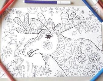 moose coloring book elk adults colouring kids totem animal лось