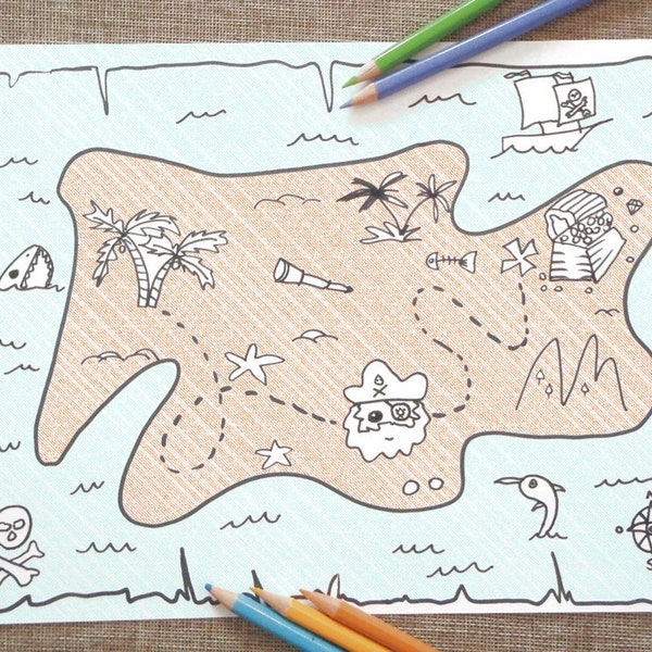 pirate map coloring treasure printable colouring kids buccaneers children island isle download rainy day game activitiy lasoffittadiste