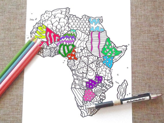 Download Africa Mappa Da Colorare Stampare Africana Cartina Etsy