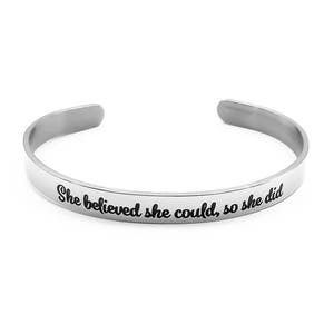 She Believed She Could, So She Did, Silver Bracelet, Graduation, - Inspirational Gift, Friend, Mother, Customized