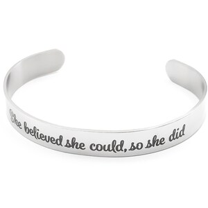 Inspirational Gifts, She Believed She Could So She Did, Silver bracelet, Graduation, - inspirational gift friend mother