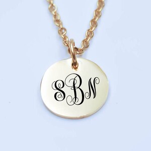 Monograma collar dorado u oro rosa, iniciales, collar personalizado regalo joyas de oro de Dama de honor