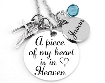 Sympathy Gift Remembrance Jewelry Infant Loss Gift,Hand Stamped Locket Half Of My Heart Lives In Heaven Memorial Locket Loss Of Husband