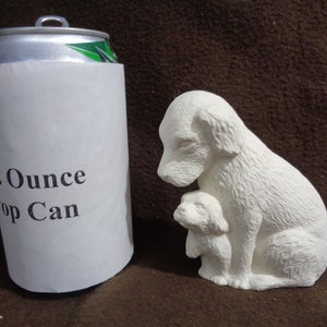 Ceramic Bisque 4&quot; Nurturing Dog with Puppy - Ready to Paint - C674