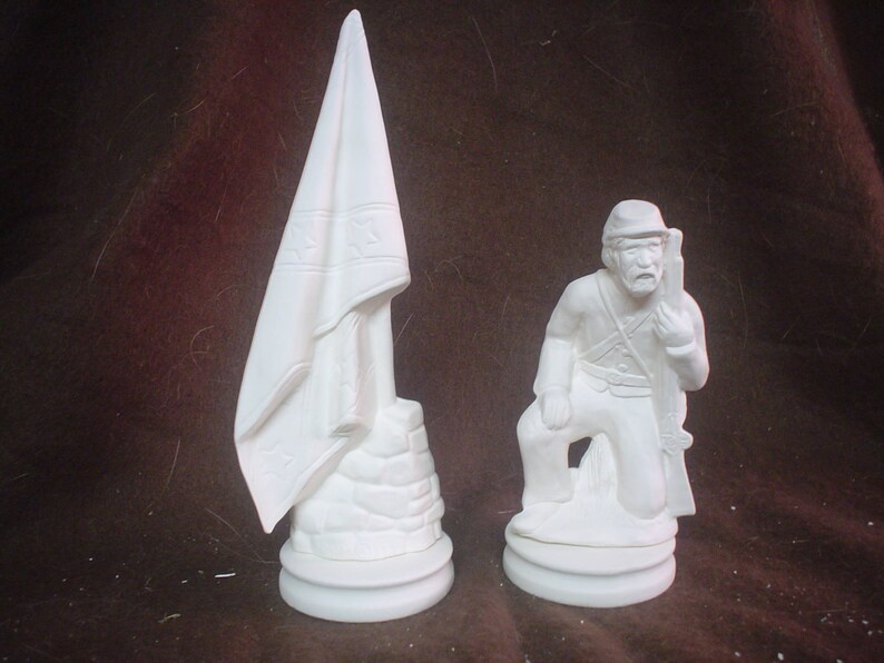 Ceramic Bisque Doc Holliday Civil War 64 Piece Chess Set Etsy