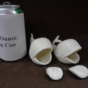 2 Ceramic Bisque Whale Ashtrays, Holders, Party Favors - 3 1/4" long - Whales & Tongues Separate- Ready to Paint - E792