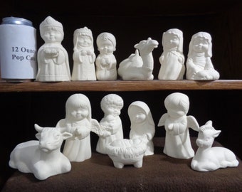 Ceramic Bisque 13 Piece Scioto Children's Nativity - No Stable - Ready to Paint - C461