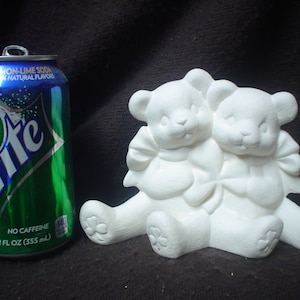 Ceramic Bisque 4.5&quot; X 6.5&quot;Cuddle Bears with Shamrock Clover Irish - Saint Patrick&#39;s Day - Ready to Paint - C362