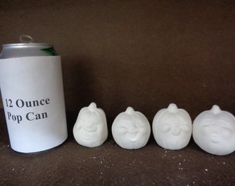 4 Ceramic Bisque Cute 2" Jack-O-Lanterns Pumpkins - Ready to Paint - E598