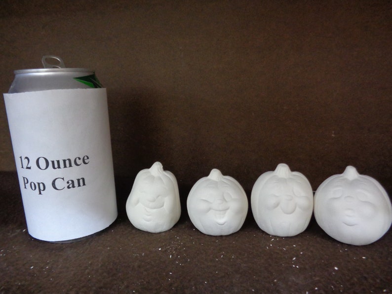 4 Ceramic Bisque Cute 2 Jack-O-Lanterns Pumpkins Ready to Paint E598 image 1