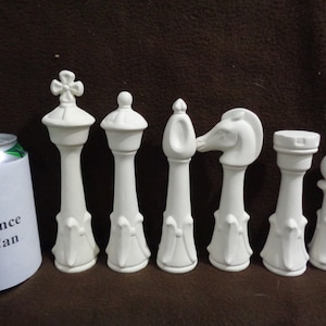 Ceramic Bisque 32 Piece Tall Traditional Chess Set - Ready-to-Paint - E742