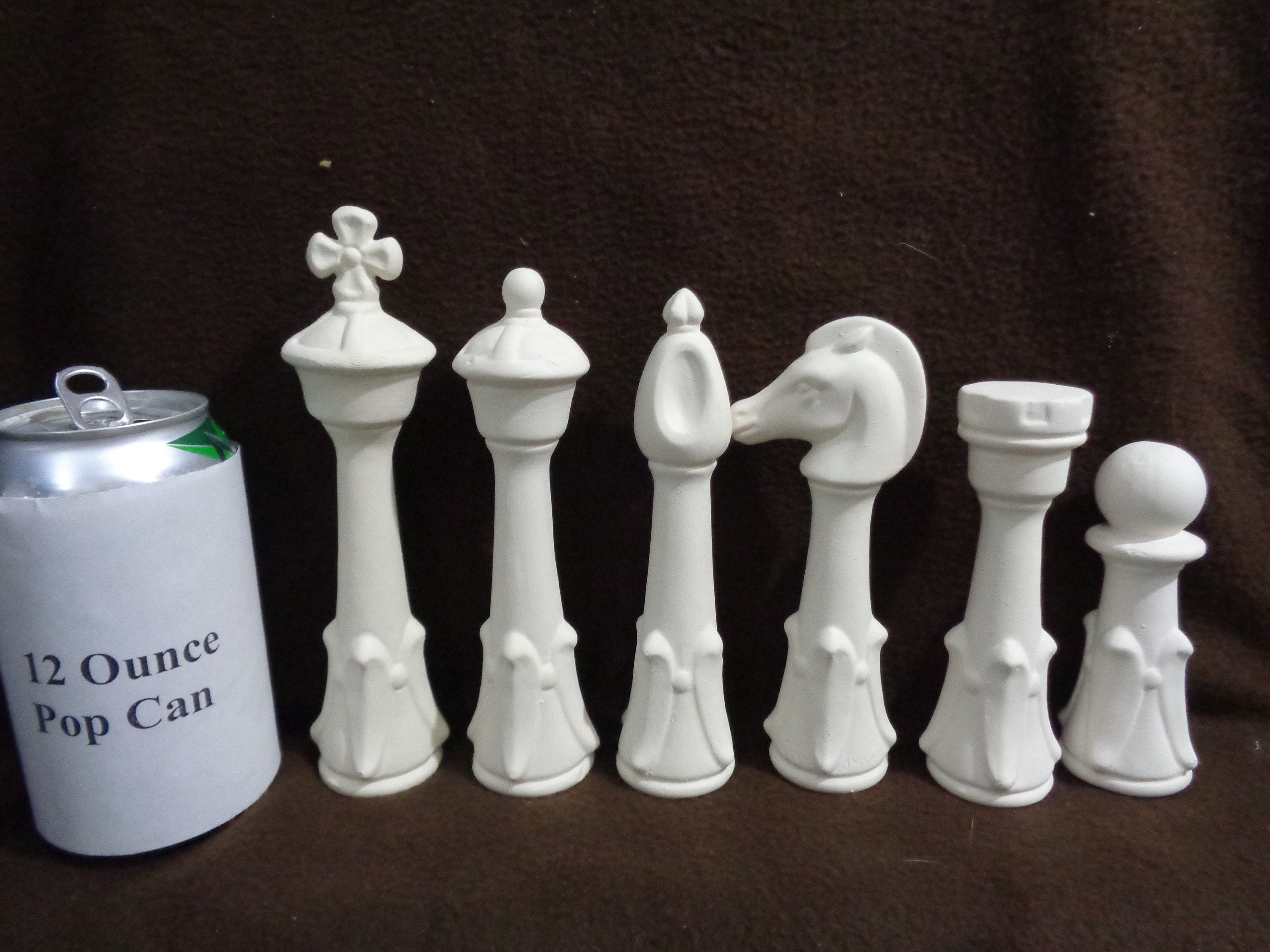 Vintage 32 Piece Duncan Mold Chess Set Ceramic Medieval Gothic Glazed ART  DECO