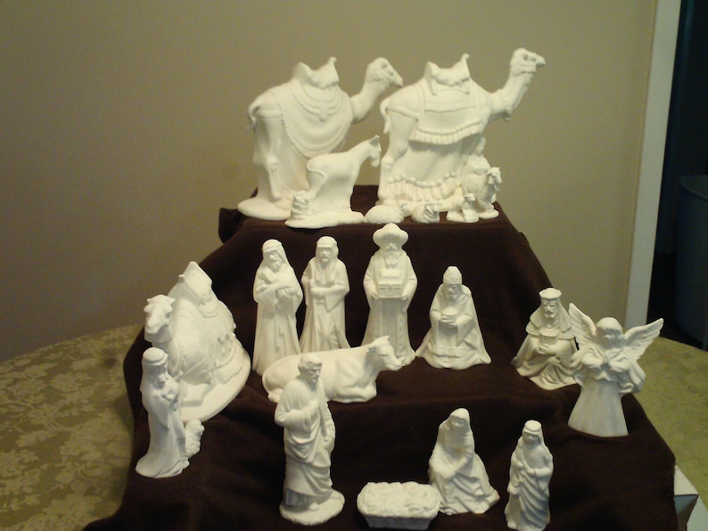 Ceramic Bisque 20 Piece Large Byron Nativity Set Ready to Paint C415