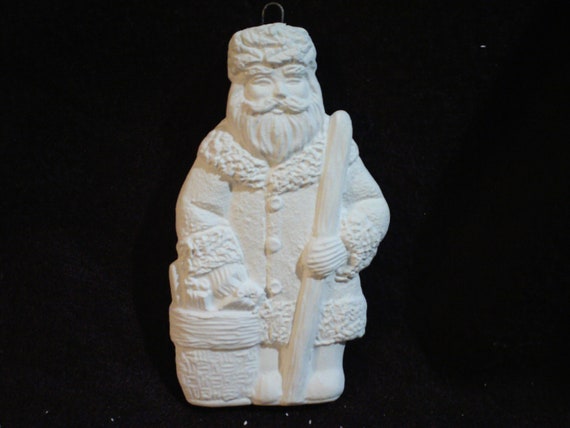 10 Inches Old World Santa with Teddy Bears Ready to Paint Ceramic Bisque