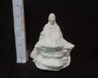 Ceramic Bisque 5.5" Jesus Praying in Garden of Gethsemane -Easter Figurine - Ready to Paint - E811