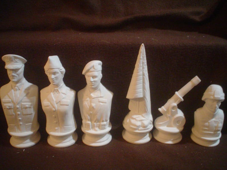 Ceramic Bisque Doc Holliday 32 Piece Military Chess Set Army Etsy