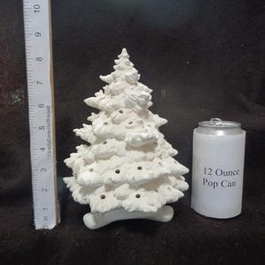Ceramic Bisque 10" Small Frazier Fir Christmas Tree with Triangular Shaped Base -No Hole for Star- Unpainted - Ready to Paint - E219