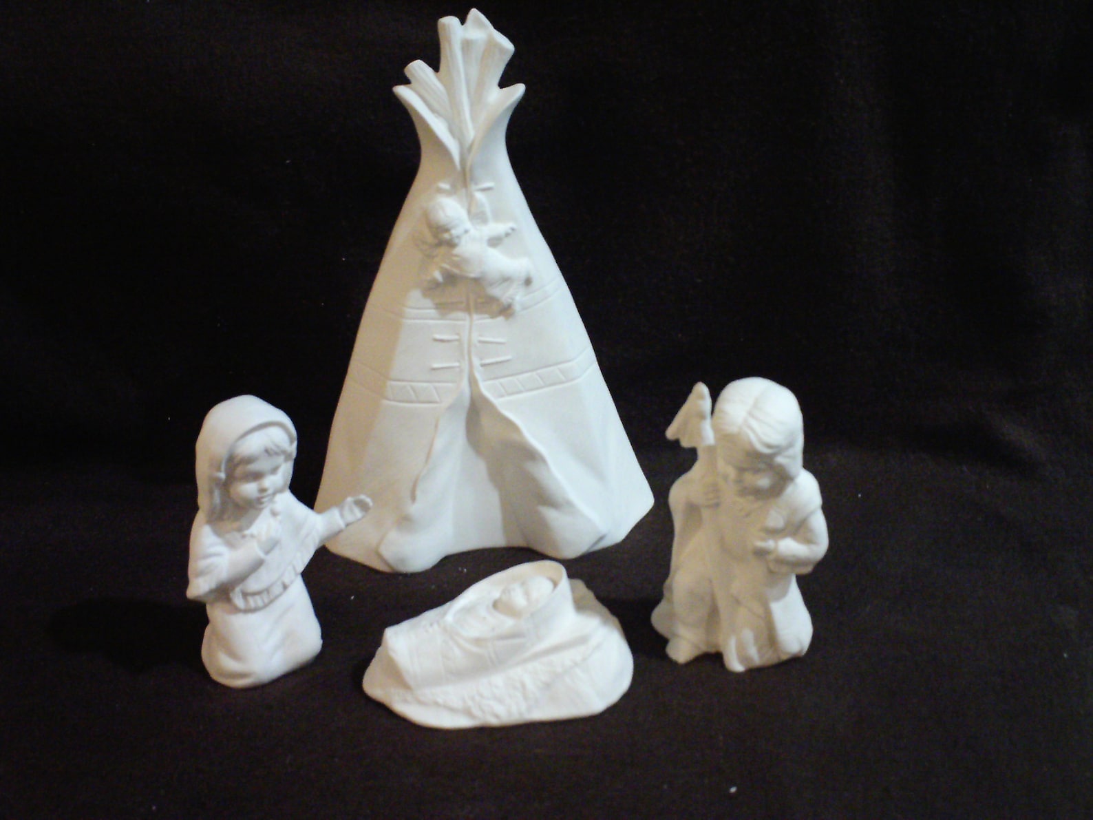 Ceramic Bisque 17 Piece Provincial Children Indian Nativity Etsy