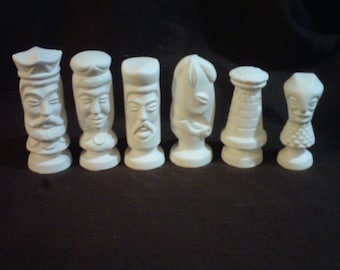 Ceramic Bisque Spanish Armor Piece Chess Set - Unpainted - Ready-to-Paint - E733