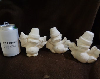 Ceramic Bisque Three 4.5" Crack Pot Bats - Halloween - Ready to Paint - C579