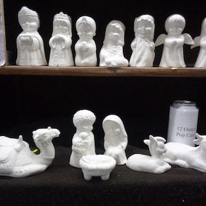 Ceramic Bisque 13 Piece Scioto Children's Nativity - Pieces from 1 3/4" - 4 1/2" Tall - No Stable - Ready to Paint - C461