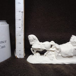 Ceramic Bisqu 6.5&quot; Long Horse Drawn Sleigh - Villiage Figurine - Ready to Paint - E747