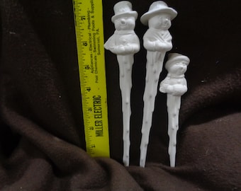 Ceramic Bisque Ornaments: Snowman, Snowlady & Girl Icicle-3D- Ready to Paint - D595