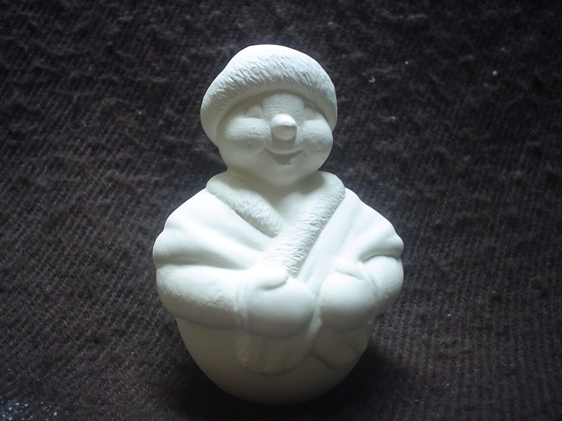 Ceramic Bisque Ornament 4 Tall Roly Poly Snowman Snow Etsy