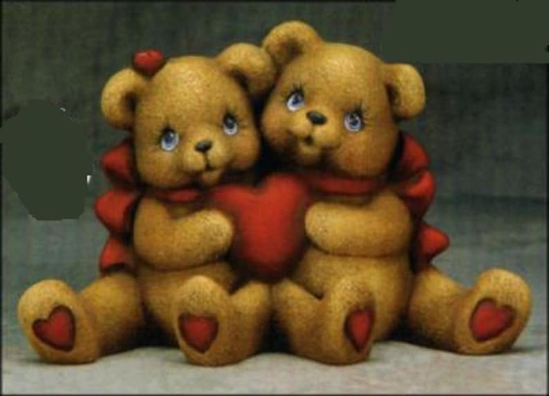 Ready to Paint Ceramic Bisque 4.5 X 6.5 Cuddle Bears with Heart Valentine C363