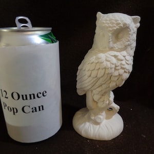 Ceramic Bisque Bird: 5 1/2&quot; Owl on a Stand - Ready to Paint - C057