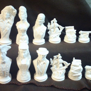 Ceramic Bisque Doc Holliday 32 Piece Pirate and British Chess Set -Unpainted - Ready-to-Paint - E743