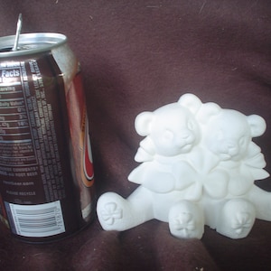 Ceramic Bisque 3.5&quot; x 5.5&quot; Shamrock Clover Cuddle Bears - Ready to Paint - C583