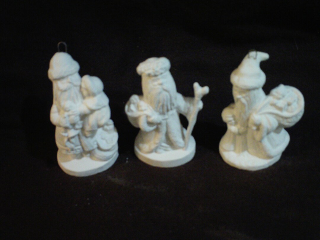 Ceramic Bisque Ornaments 3 Old World Santas 3 Ready to Paint D520 Etsy