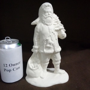 Ceramic bisque 9&quot; Santa with Bag of Toys & tree - Ready to Paint - E768