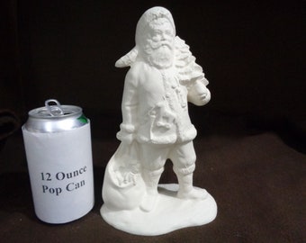 Ceramic bisque 9" Santa with Bag of Toys & tree - Ready to Paint - E768