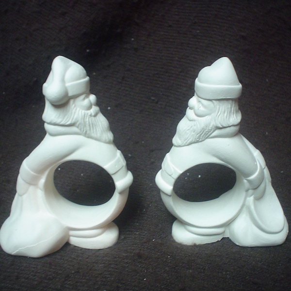 2 Ceramic Bisque Santa Napkin Rings- Ready to Paint - E194