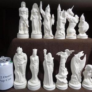 Ceramic Bisque Doc Holliday Good & Evil 64 Piece Chess Set- Unpainted - Ready-to-Paint - May be Shipped Fedex if Possible and Cheaper E366